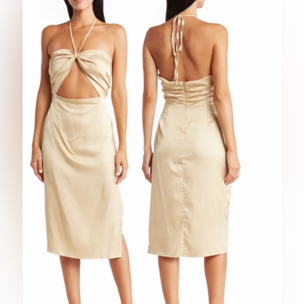 Danielle Bernstein Cutout Halterneck Slip Dress NWT